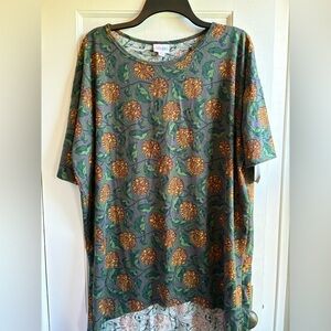 LuLaRoe Green and Orange Floral Top